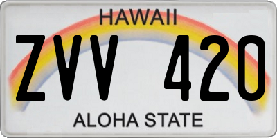 HI license plate ZVV420