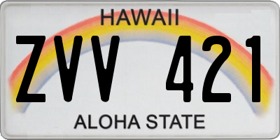 HI license plate ZVV421