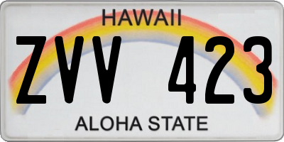 HI license plate ZVV423