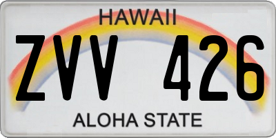 HI license plate ZVV426