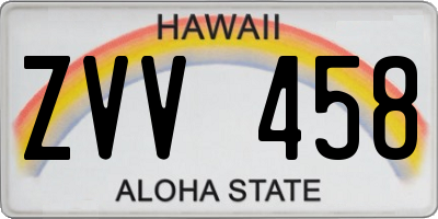 HI license plate ZVV458