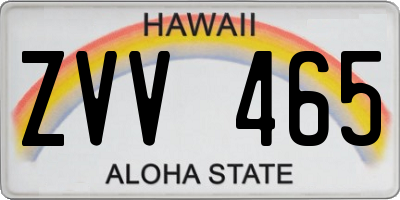 HI license plate ZVV465