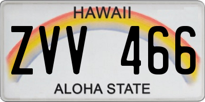 HI license plate ZVV466