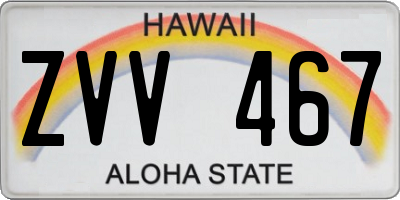 HI license plate ZVV467