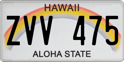 HI license plate ZVV475