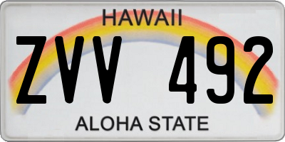 HI license plate ZVV492