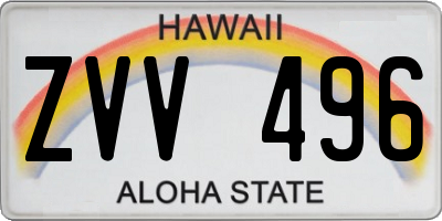 HI license plate ZVV496