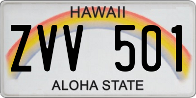HI license plate ZVV501
