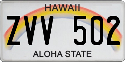 HI license plate ZVV502