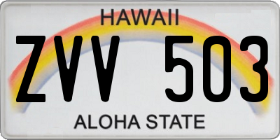 HI license plate ZVV503