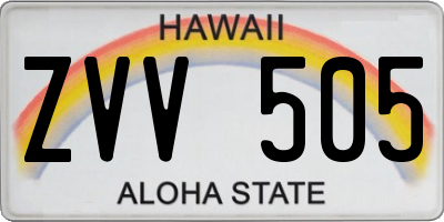HI license plate ZVV505