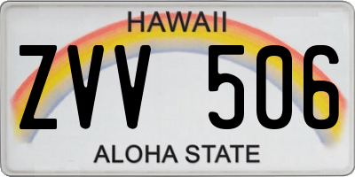 HI license plate ZVV506