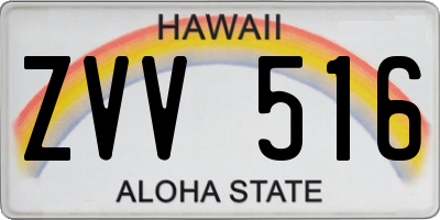 HI license plate ZVV516