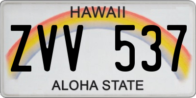 HI license plate ZVV537