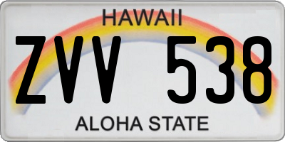 HI license plate ZVV538