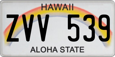 HI license plate ZVV539