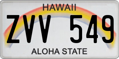 HI license plate ZVV549