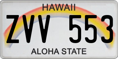 HI license plate ZVV553