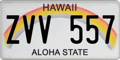 HI license plate ZVV557
