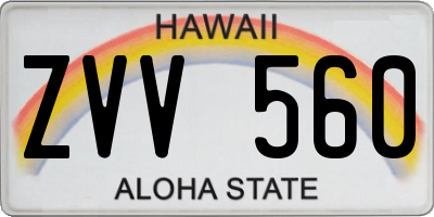 HI license plate ZVV560
