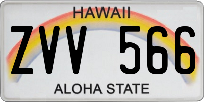 HI license plate ZVV566