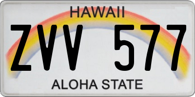 HI license plate ZVV577