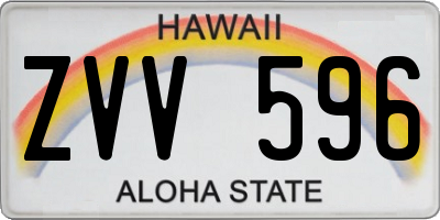 HI license plate ZVV596