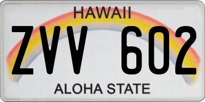 HI license plate ZVV602