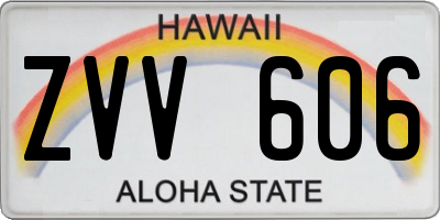 HI license plate ZVV606