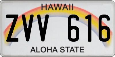 HI license plate ZVV616