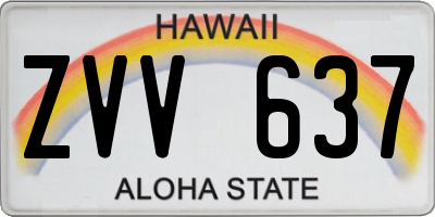 HI license plate ZVV637