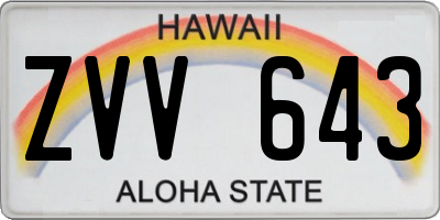 HI license plate ZVV643