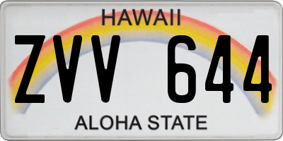 HI license plate ZVV644