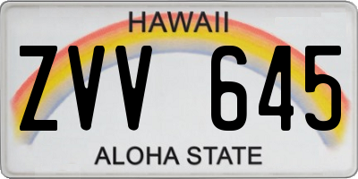 HI license plate ZVV645