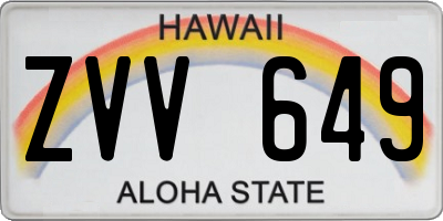 HI license plate ZVV649