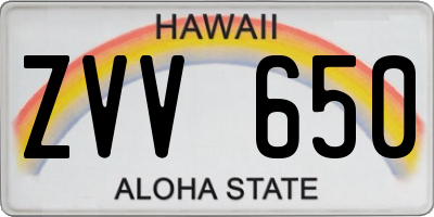 HI license plate ZVV650