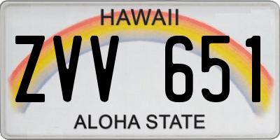 HI license plate ZVV651
