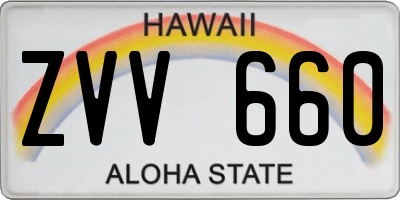 HI license plate ZVV660