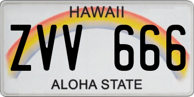 HI license plate ZVV666