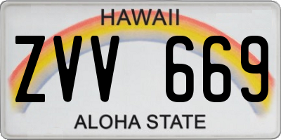 HI license plate ZVV669