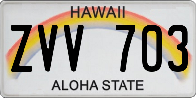 HI license plate ZVV703