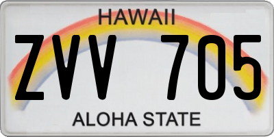 HI license plate ZVV705