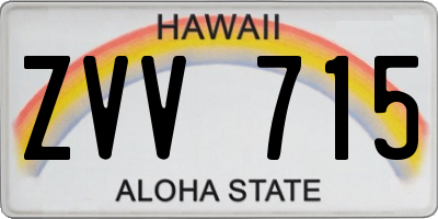 HI license plate ZVV715
