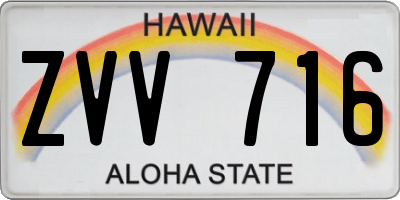 HI license plate ZVV716