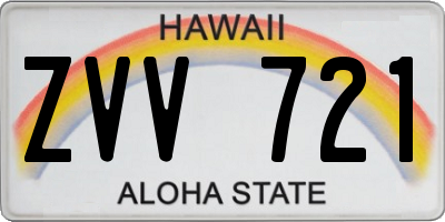 HI license plate ZVV721