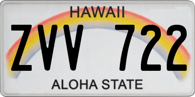 HI license plate ZVV722