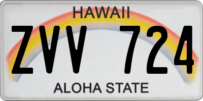 HI license plate ZVV724