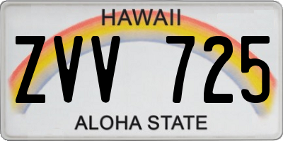 HI license plate ZVV725