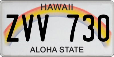 HI license plate ZVV730