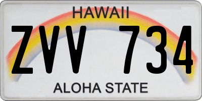 HI license plate ZVV734